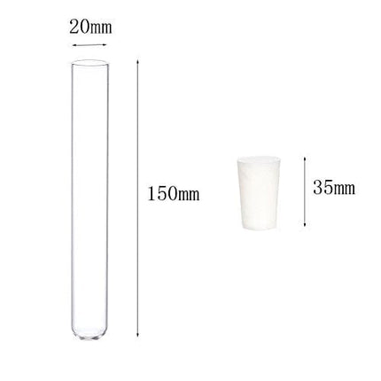 Glass Test Tubes with Rubber Stoppers 150mm x 20mm Pack of 10 and 1pcs Brush …