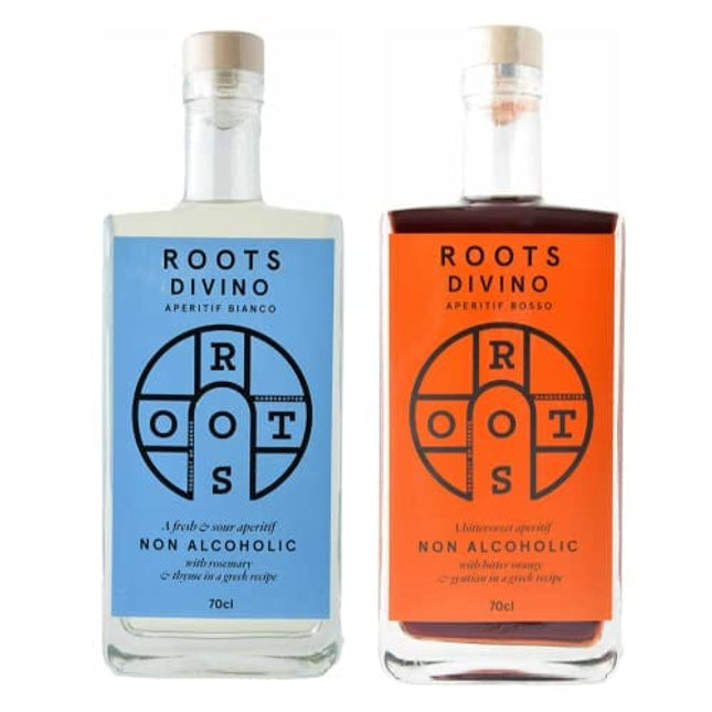 Roots Divino Non Alcoholic Vermouth Collection - Rosso & Bianco | Non alcoholic aperitif from real (Red & White) vermouth | Made in Greece