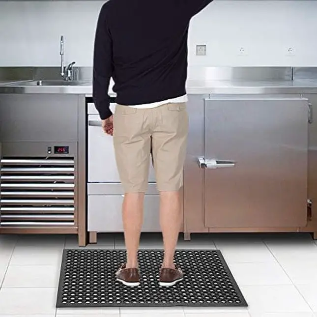 ROVSUN Rubber Floor Mat with Holes, 24''x 36'' Anti-Fatigue/Non-Slip Drainage Mat, for Industrial Kitchen Restaurant Bar Bathroom, Indoor/Outdoor Cushion (1)