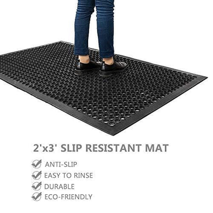 ROVSUN Rubber Floor Mat with Holes, 24''x 36'' Anti-Fatigue/Non-Slip Drainage Mat, for Industrial Kitchen Restaurant Bar Bathroom, Indoor/Outdoor Cushion (1)