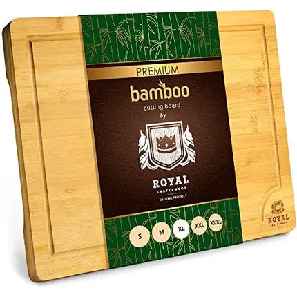 Extra Large Organic Bamboo Cutting Board with Juice Groove - Kitchen Chopping Board for Meat (Butcher Block) Cheese and Vegetables (XL 18 x 12")