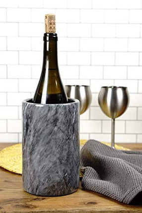 RSVP International GRY-6 Grey Marble Cooler, 4.5" x 7" | Use with Champagne, Wine, Beer, Kitchen Tools & More | Keeps Drinks Cold in Elegance, One Size