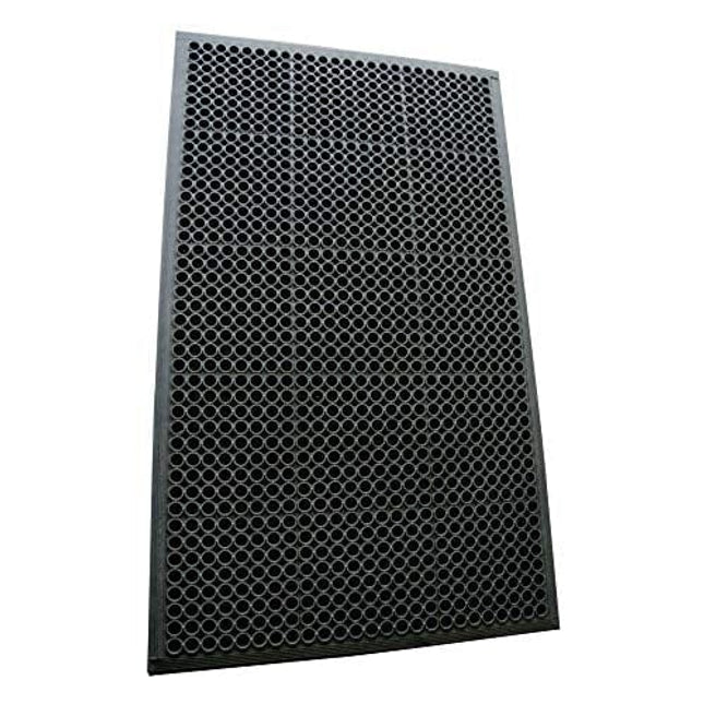 Rubber-Cal 03_122_WBK 1/2-inch Dura Chef Anti-Slip Rubber Kitchen Mat, 1/2" x 36" x 60", Black