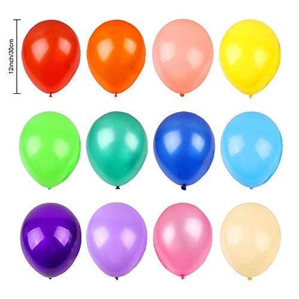 Advanced Mixology 120 Assorted Color Balloons 12 Inches 12 Kinds of Rainbow Party Latex Balloons, Latex Balloons for Party Decoration, Birthday Party Supplies or Arch Decoration
