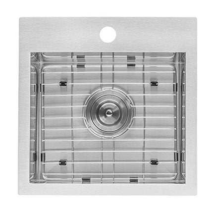 Ruvati 15 x 15 inch Drop-in Topmount Bar Prep Sink 16 Gauge Stainless Steel Single Bowl - RVH8115