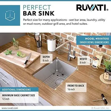 Ruvati 10-inch Undermount Wet Bar Prep Sink Tight Radius 16 Gauge Stainless Steel Single Bowl - RVH7010