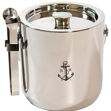 Stock Harbor Ice Bucket Insulated With Sealed Lid and Tongs, Thermal Double Wall, Large 3 Liter Stainless Steel with Modern Tongs Storage for Parties