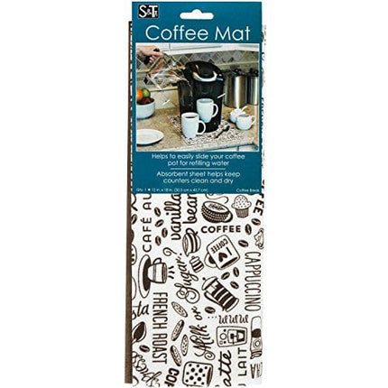 S&T INC. Coffee Mat, Absorbent Coffee Bar Mat for Coffee Maker and Espresso Machine, Coffee Maker Mat for Countertops, Typography Print, 12 in. x 18 in., 1 Pack