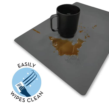 S&T INC. Coffee Mat, Silicone Mat for Coffee Maker and Espresso Machine, Coffee Maker Mat for Countertops, Silicone Grey, 12 in. x 18 in., 1 Pack