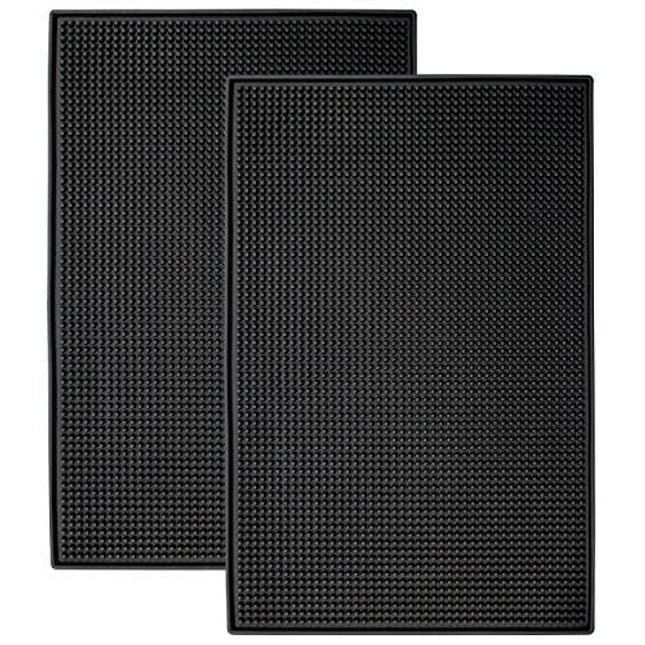 S&T INC. Rubber Bar Mats, Coffee Maker Mats, or Countertop Spill Mats, 11.9 Inch x 17.8 Inch, Black, 2PK
