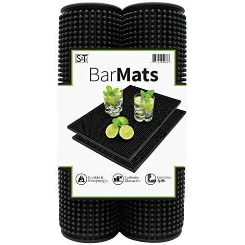 S&T Inc. Rubber Bar Mat for Countertop, Non-Slip Bar Mat for Home Bar Cart, Coffee Maker Mat for Countertops, 5.9 inch x 11.8 inch, Black with White