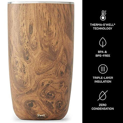 S'well Stainless Steel Wine Chiller - 750ml - Teakwood - Triple-Layered Vacuum-Insulated Container Designed to Keep Bottles Colder for Longer - BPA-Free Designer Barware Accessories
