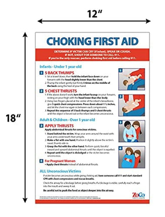 Advanced Mixology Choking Poster for Infant, Child, Adult - Heimlich Maneuver Poster for Restaurants, Workplace, School Nurse Office - First Aid for Choking - Laminated, 12 x 18 inches