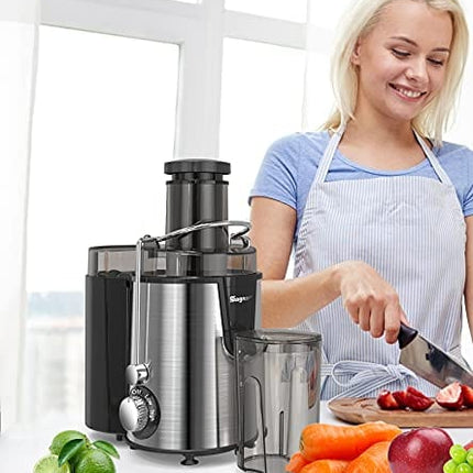 Juicer Machines Centrifugal Juice Extractor for Whole Fruit and Vegetables, BPA-Free, Dual Speed and Overheat Overload Protection, Anti-drip and Detachable Stainless Steel Citrus Juicer, Included Brush