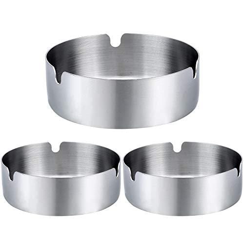 Pack of 3 Cigar Ashtray Tabletop Round Stainless Steel Ash Tray Suitab –  Advanced Mixology