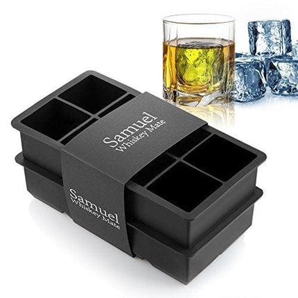 Samuelworld Ice Cube Tray Large Size Silicone Flexible 8 Cavity Ice Maker for Whiskey and Cocktails, Keep Drinks Chilled (2pc/Pack)