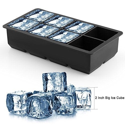 Large 2 Inch Ice Cube Tray Mold Whiskey Cocktails Silicone Make 8