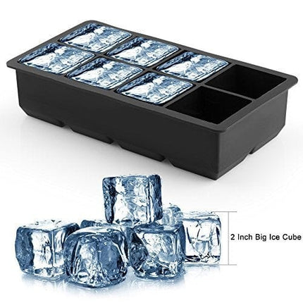 Samuelworld Ice Cube Tray Large Size Silicone Flexible 8 Cavity Ice Maker for Whiskey and Cocktails, Keep Drinks Chilled (2pc/Pack)