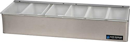 San Jamar B4186L Stainless Steel Non-Chilled Garnish Tray with Plex Lid, 18" Width x 3-1/2" Height x 5-3/4" Depth
