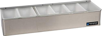 San Jamar B4186L Stainless Steel Non-Chilled Garnish Tray with Plex Lid, 18" Width x 3-1/2" Height x 5-3/4" Depth
