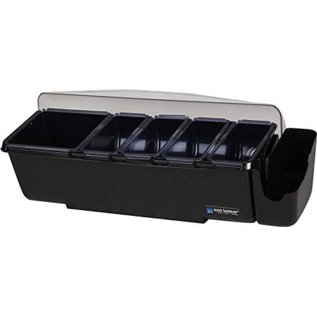 San Jamar Dome Plastic Garnish Center, 8 Pint - 5 Tray, Black