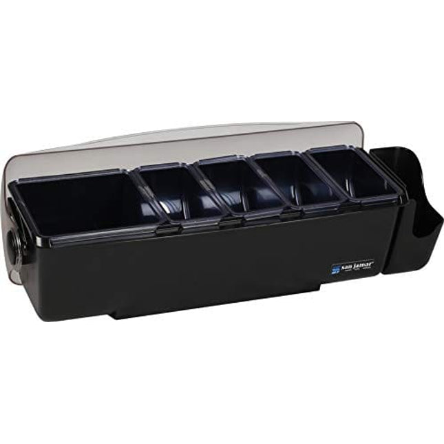 San Jamar Dome Plastic Garnish Center, 8 Pint - 5 Tray, Black