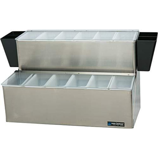 San Jamar B6766L EZ-Chill Stainless Steel Ultimate Garnish Center, 20-7/8" Width x 12-3/4" Height x 12" Depth