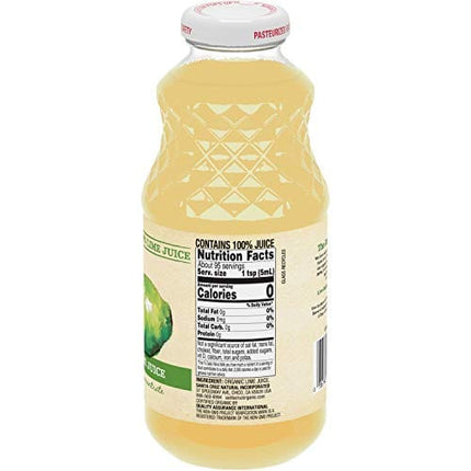 SANTA CRUZ Lime 100% Organic Juice, 16 Ounce