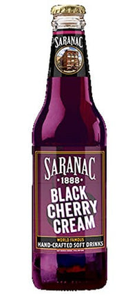 Saranac World Famous Hand-Crafted Black Cherry Cream Soda Soft Drink, 12 oz Glass Bottles (12 Pack)