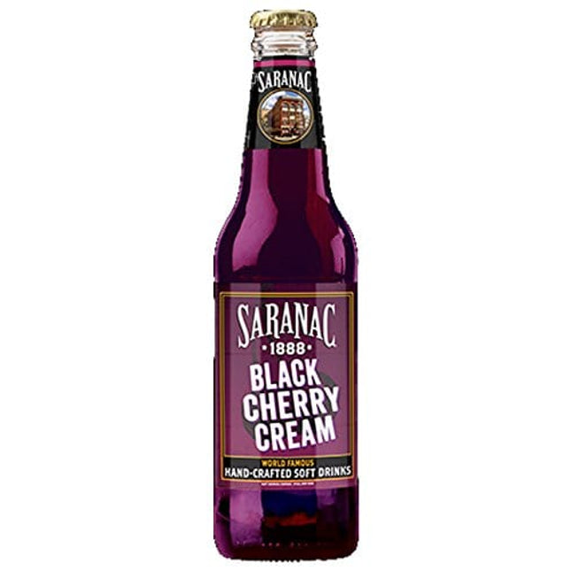 Saranac World Famous Hand-Crafted Black Cherry Cream Soda Soft Drink, 12 oz Glass Bottles (24 Pack)
