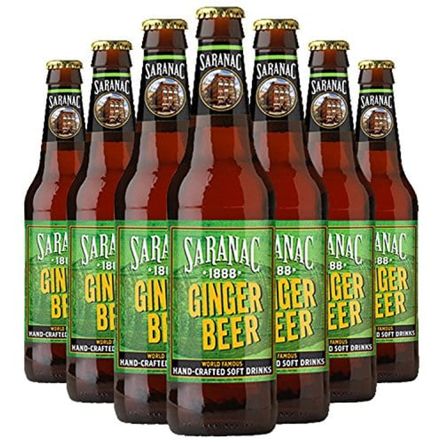 Saranac World Famous Hand-Crafted Ginger Beer Soda Soft Drink, 12 fl oz (24 Glass Bottles)