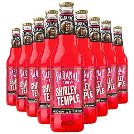 Saranac World Famous Hand-Crafted Shirley Temple Soda Soft Drink, 12 fl oz (24 Glass Bottles)
