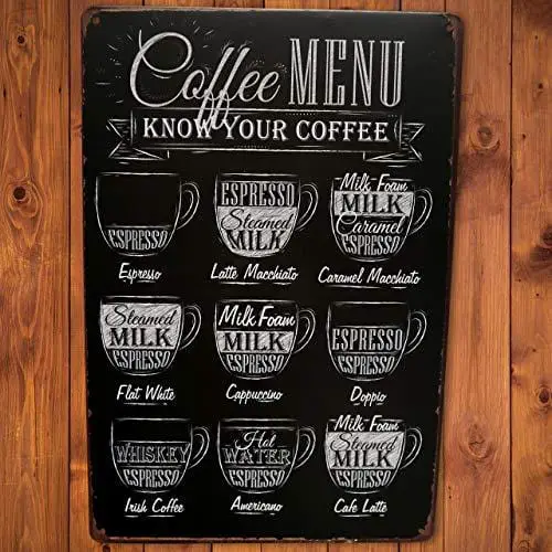 Vintage Coffee Bar Tin Sign, Kitchen Coffee Bar Wall Decor