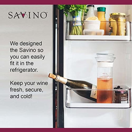 Savino Connoisseur | Glass Wine Saving Carafe | Clear | 750ml | Keep Non-Sparkling Wines Fresh Up to 7 Days | Luxury Glass Wine Preserver | Dishwasher Safe | Unique Gift | Red & White Wines