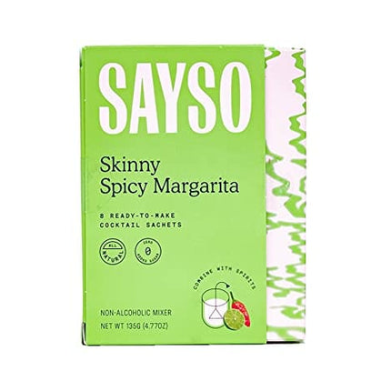 SAYSO Cocktail Tea Bags - Instant Cocktail Mixers or Mocktail Mixers - Drink a Skinny Spicy Margarita Mix in Seconds - No Hot Water Needed - All Natural Ingredients - Low Calorie, Low Sugar