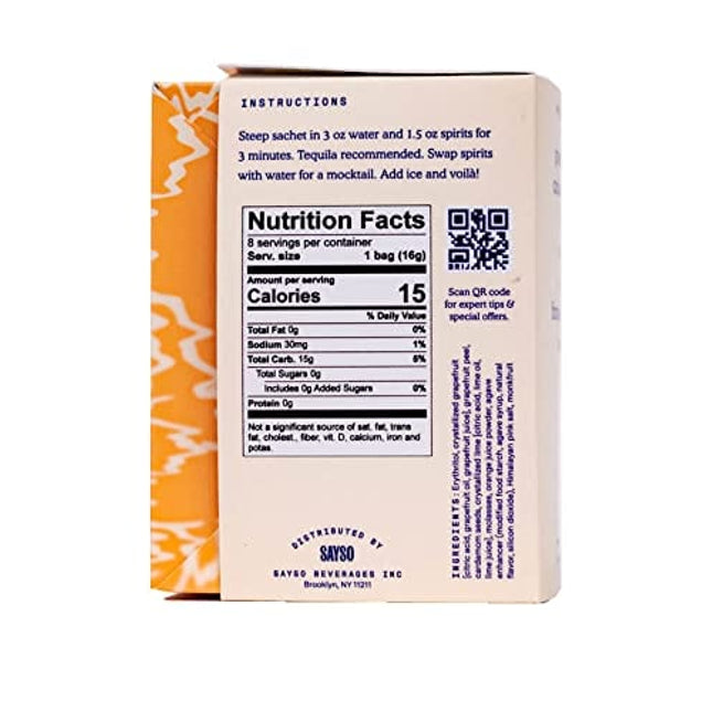 SAYSO Cocktail Tea Bags - Skinny Paloma Cocktail Instant Cocktail Mixers or Mocktail Mixers - No Hot Water Needed - Professionally Crafted with All Natural Ingredients - Low Calorie, Low Sugar