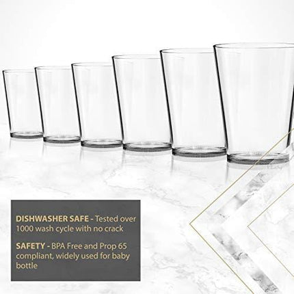 SCANDINOVIA - 26 oz Unbreakable Premium Classic Drinking Glasses Tumbler - Set of 6 - Tritan Plastic Cups - BPA Free - Dishwasher Safe