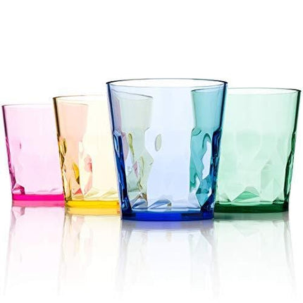 SCANDINOVIA - 8 oz Unbreakable Premium Juice Glasses - Set of 4 - Tritan Plastic Tumbler Cups - Perfect for Gifts - BPA Free - Dishwasher Safe - Stackable