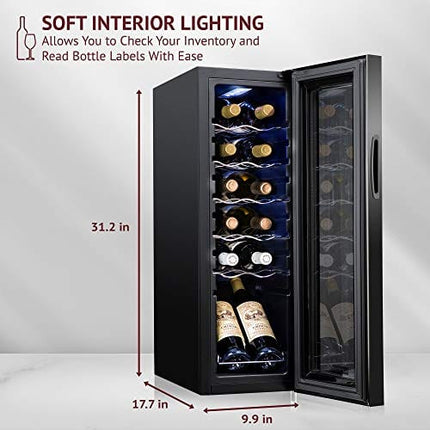 Schmecke 12 Bottle Compressor Wine Cooler Refrigerator w/Lock | Large Freestanding Wine Cellar | 41f-64f Digital Temperature Control Wine Fridge For Red, White, Champagne or Sparkling Wine - Black