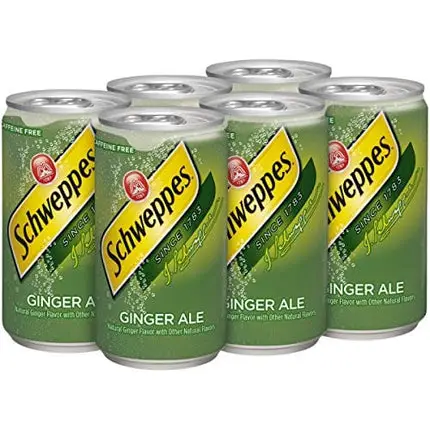Schweppes Ginger Ale Mini Can, 7.5 Fl Oz, Pack of 6