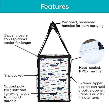SCOUT Pleasure Chest Soft Cooler, 4 Bottle Wine Cooler Bag, Water Resistant Insulated Soft Cooler Tote with Zipper Closure (Multiple Patterns Available)