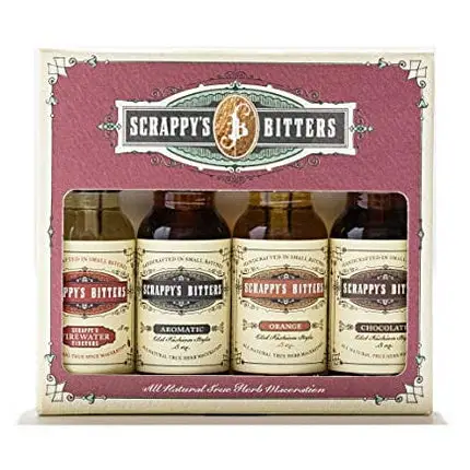 Scrappy's Bitters The Essentials Gift Set, 4 ct, 0.5 oz (Orange, Aromatic, Chocolate, and Firewater) - Organic Ingredients, Finest Herbs & Zests, No Extracts, Artificial Flavors, Chemicals or Dyes