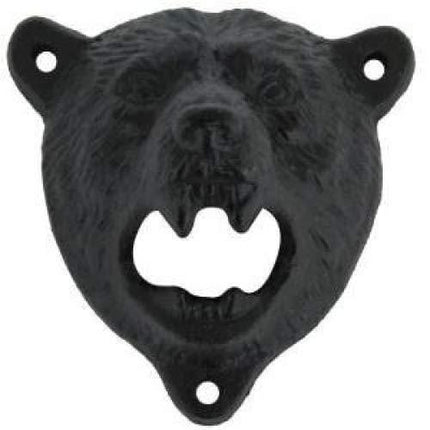 Sea Star Cast Iron Wall Mount Grizzly Bear Teeth Bite Bottle Opener （Black Bear)