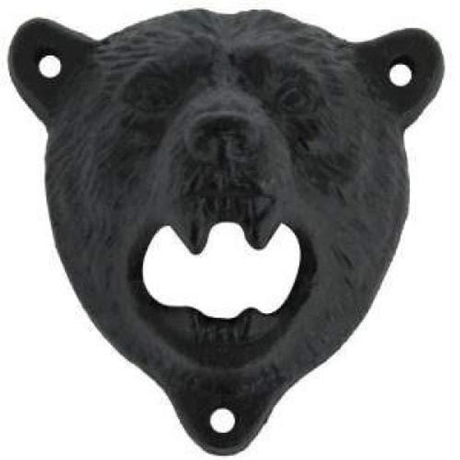 Sea Star Cast Iron Wall Mount Grizzly Bear Teeth Bite Bottle Opener （Black Bear)