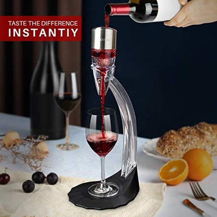 Secura Wine Aerator, Wine Decanter Wine Airarator Pourer Spout 6 Speeds of Aeration Deluxe with Stander