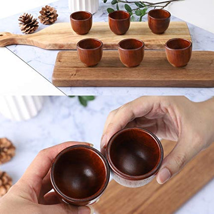 Wooden Shot Glasses with Gift box – Handmade Wood Sake Cups Set for Tea, Soju, Liquor and Camping – Traditional Korean Jujube Tree Small Wooden Mug