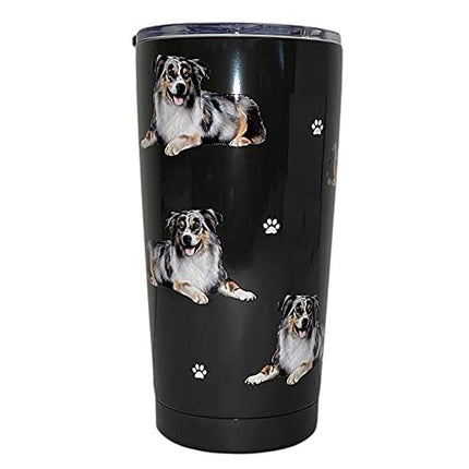 Australian Shepherd SERENGETI 16 Oz. Stainless Steel, Vacuum Insulated Tumbler with Spill Proof Lid - 3D Print - Insulated Travel mug for Hot or Cold Drinks (Australian Shepherd Tumbler)