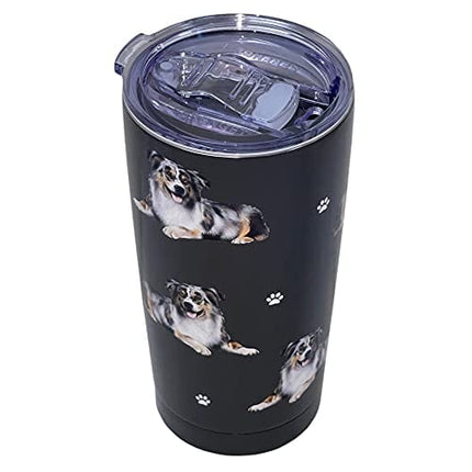 Australian Shepherd SERENGETI 16 Oz. Stainless Steel, Vacuum Insulated Tumbler with Spill Proof Lid - 3D Print - Insulated Travel mug for Hot or Cold Drinks (Australian Shepherd Tumbler)