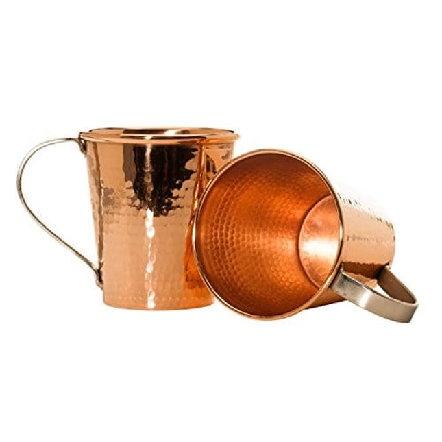 Sertodo Copper Moscow Mule Mugs, Set of 4, 18 oz Capacity, Stainless Steel Handles, Pure Copper, Heavy Gauge, Hand Hammered