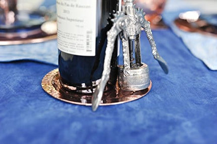 Sertodo Copper, Round Napa Bottle Coaster, Hand Hammered 100% Pure Copper, 5.5 inch diameter, Single